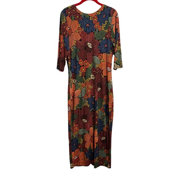 Farm Rio Floral Midi Dress Large Stitched Boho Fall Wedding Guest Worn Once - Picture 3 of 15